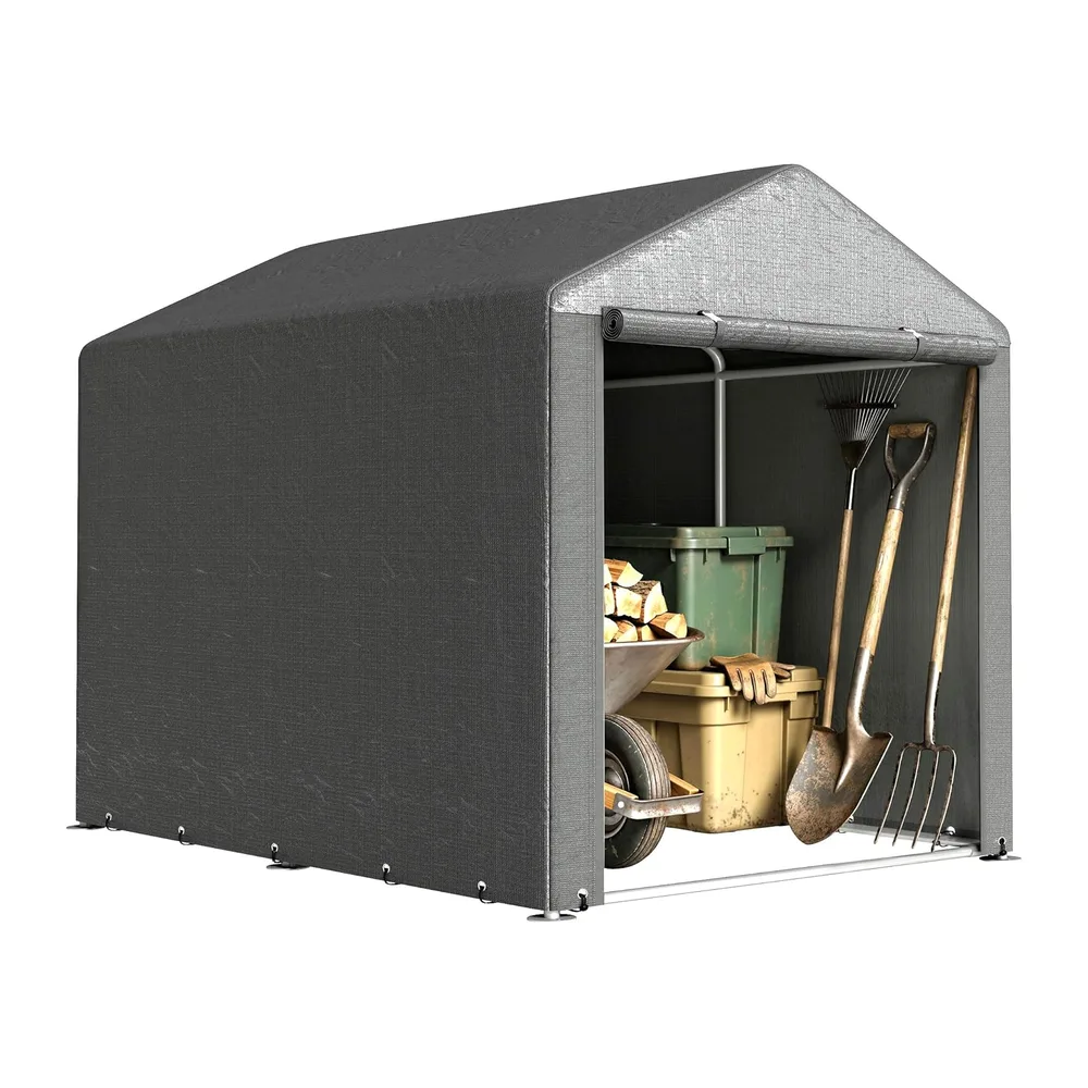Outsunny Abri de Jardin Imperméable Abri Moto 160x218x172cm Gris Foncé