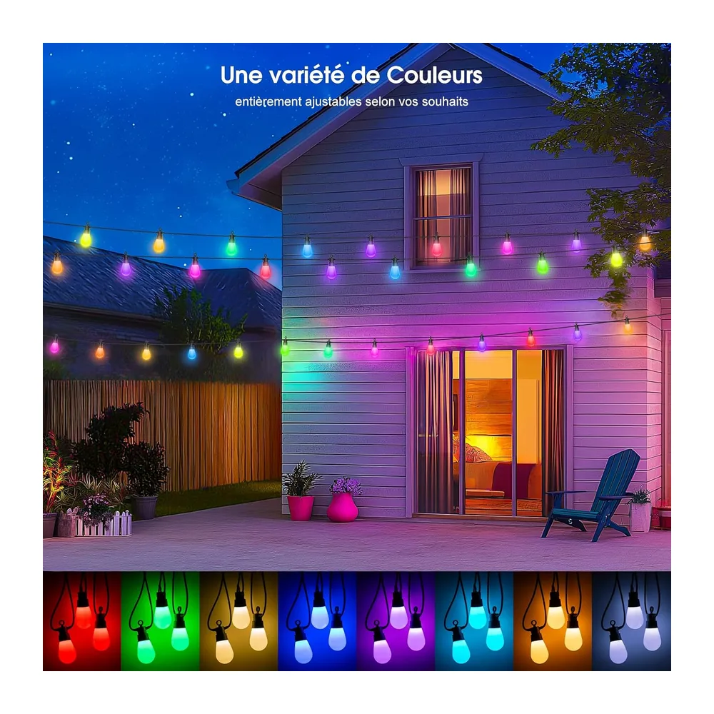 Guirlande Lumineuse Exterieure Jardin Noël, 21M LED RGB Changement Couleur