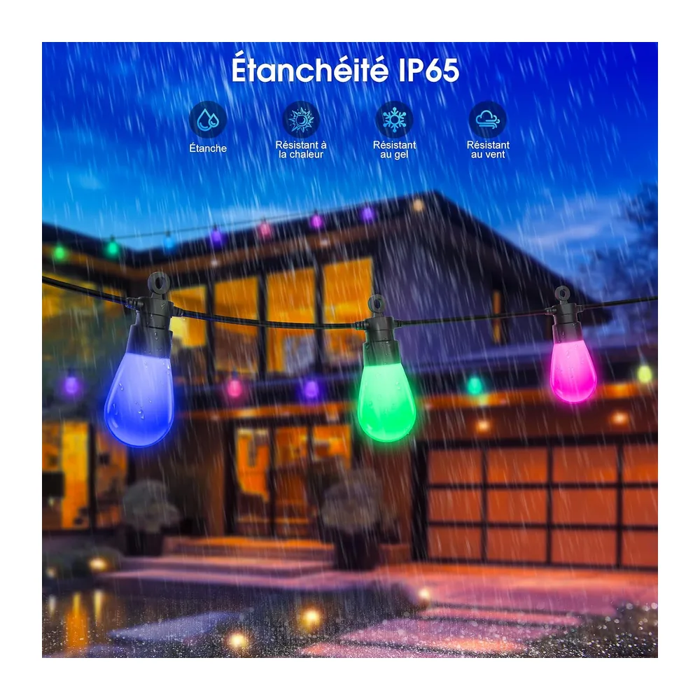 Guirlande Lumineuse Exterieure Jardin Noël, 21M LED RGB Changement Couleur