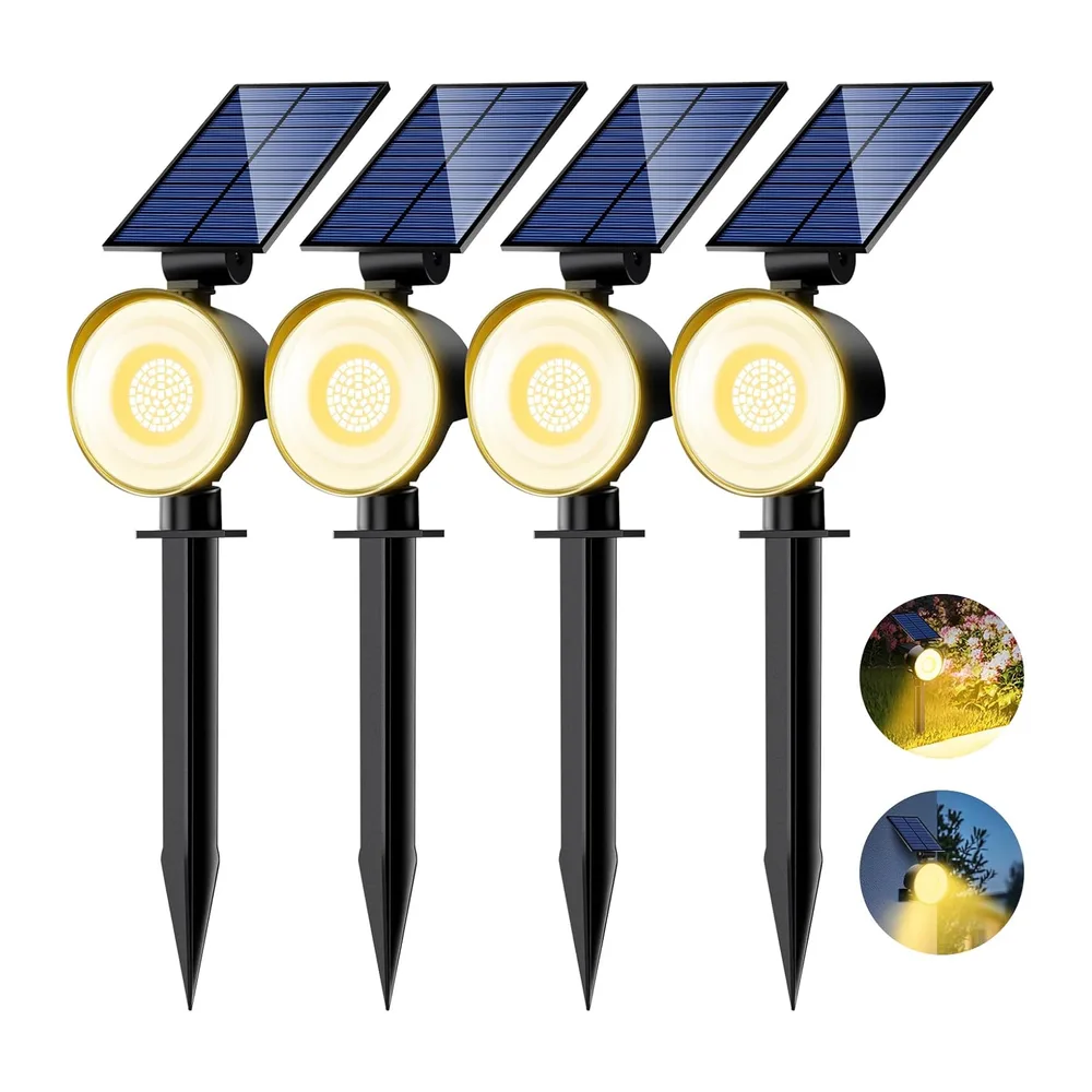 nipify Spot Solaire Eexterieur Lot de 4, Lampe Solaire Jardin 53 LED/3 Modes, Étanche