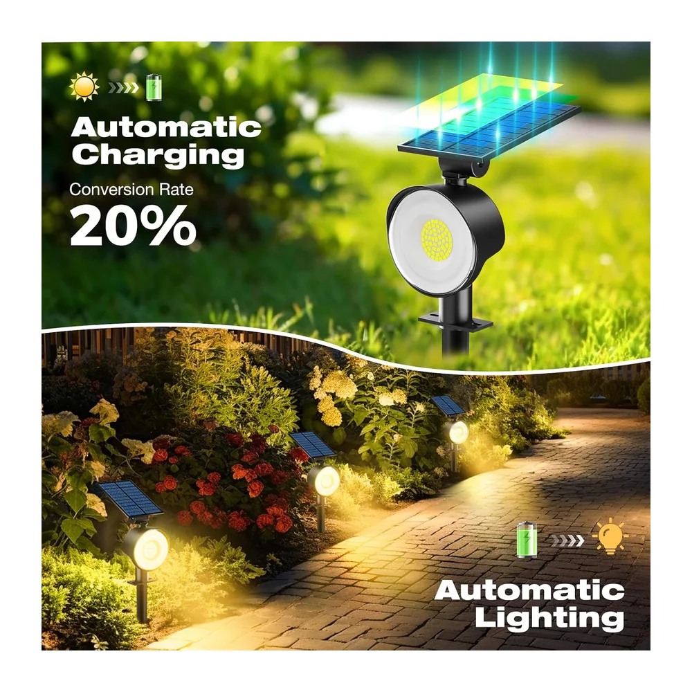 nipify Spot Solaire Eexterieur Lot de 4, Lampe Solaire Jardin 53 LED/3 Modes, Étanche