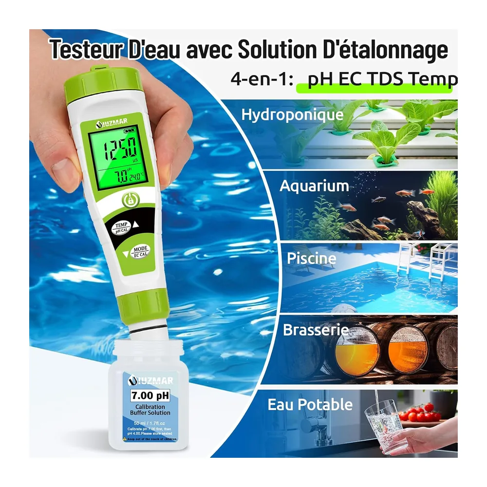 UIUZMAR pH Mètre 4 en 1 Testeur pH Piscine Électronique