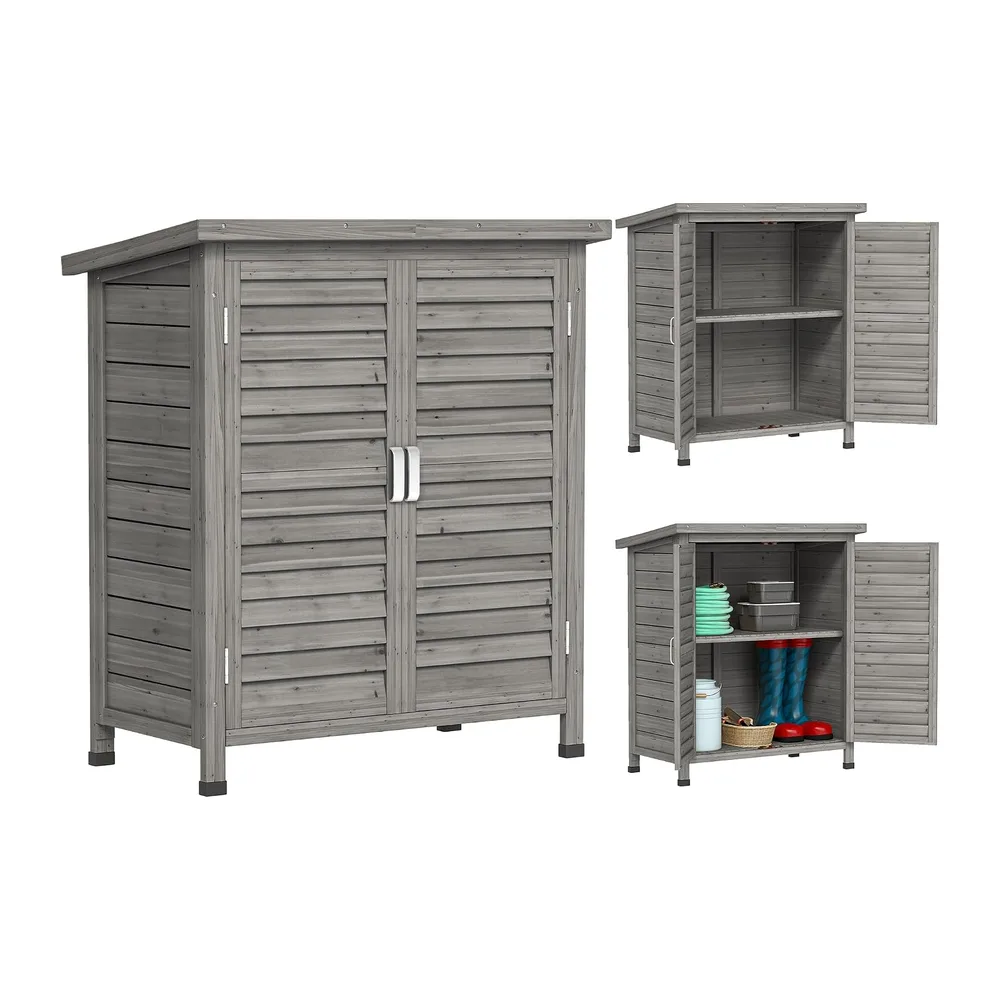 Outsunny Armoire de Jardin Abri Jardin Étagère 87 x 46,5 x 96,5 cm Gris
