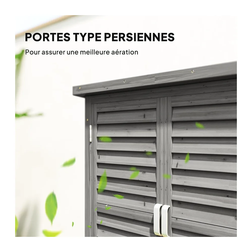 Outsunny Armoire de Jardin Abri Jardin Étagère 87 x 46,5 x 96,5 cm Gris