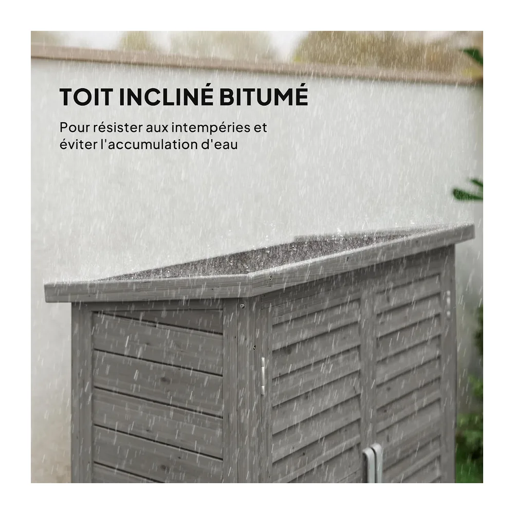 Outsunny Armoire de Jardin Abri Jardin Étagère 87 x 46,5 x 96,5 cm Gris
