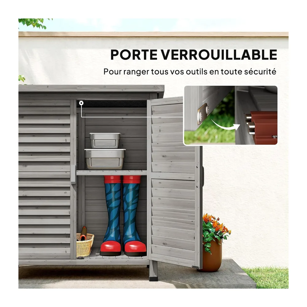 Outsunny Armoire de Jardin Abri Jardin Étagère 87 x 46,5 x 96,5 cm Gris