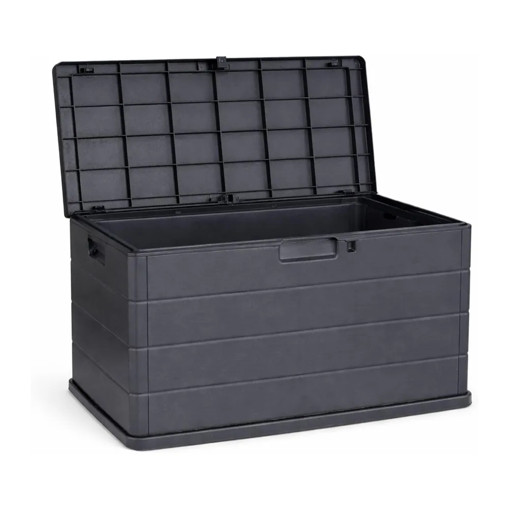 Maury's Coffre Cassapanca 170 Litres Effet Bois, Conteneur de Stockage, en Résine