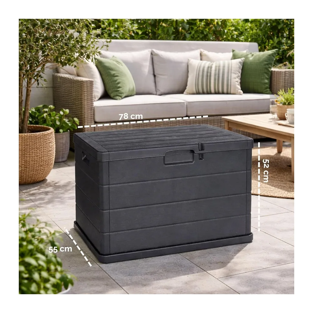 Maury's Coffre Cassapanca 170 Litres Effet Bois, Conteneur de Stockage, en Résine
