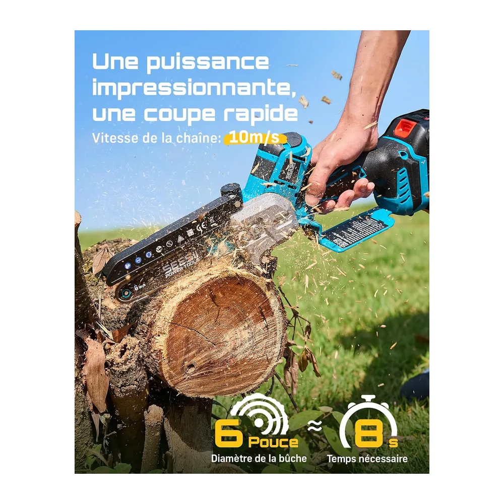 SEESII Mini Tronconneuse a Batterie 6 Pouces Compatible Makita 18V