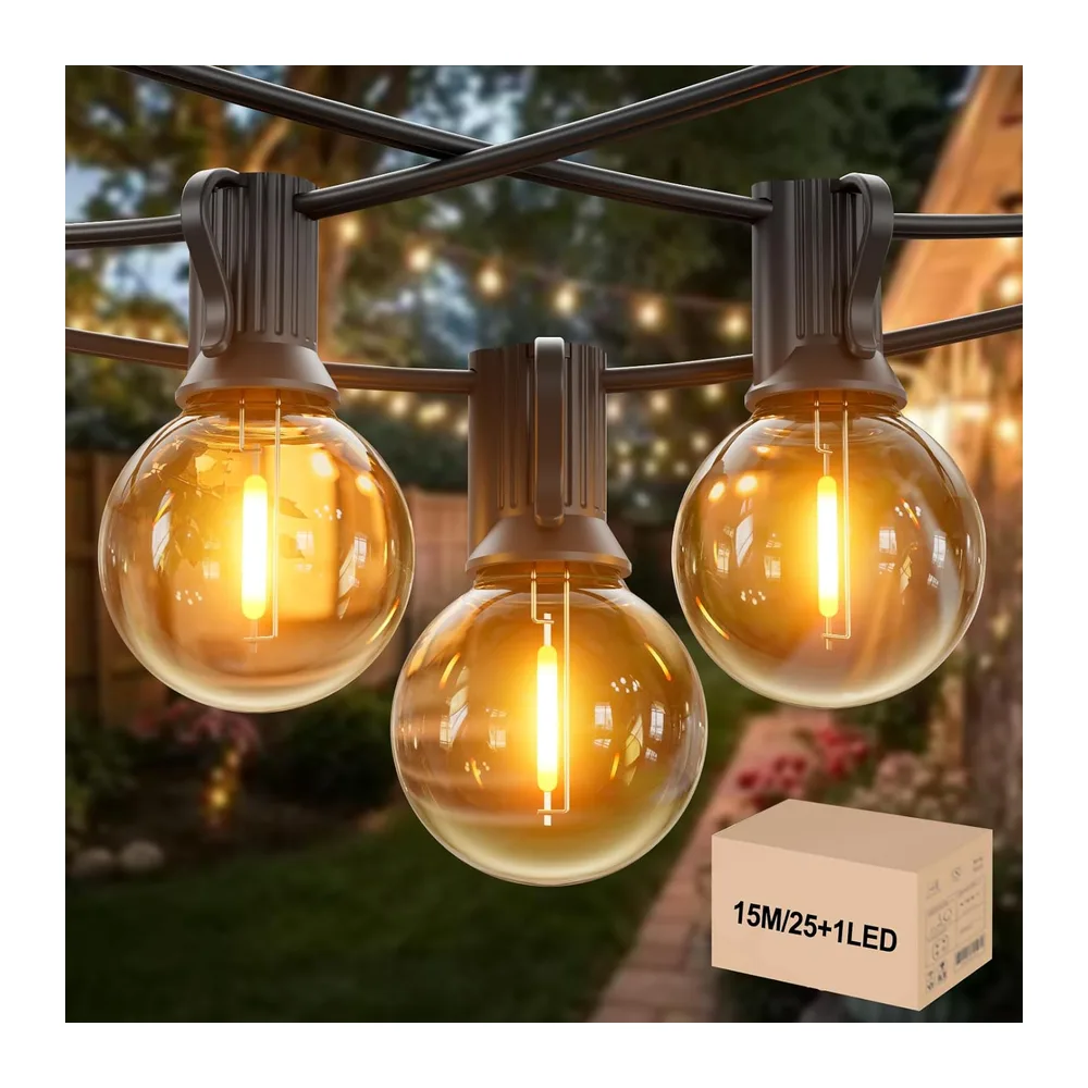 Guirlande Guinguette Exterieur - 15M Guirlande Lumineuse 25+1 G40 Ampères, IP45