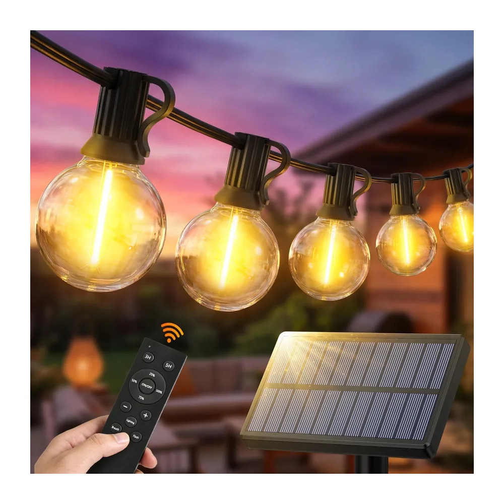 Solaire Remote Guirlande Exterieur Lumineuse - 15M G40 Guinguette Lumineuse
