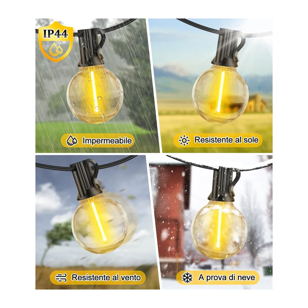 Solaire Remote Guirlande Exterieur Lumineuse - 15M G40 Guinguette Lumineuse