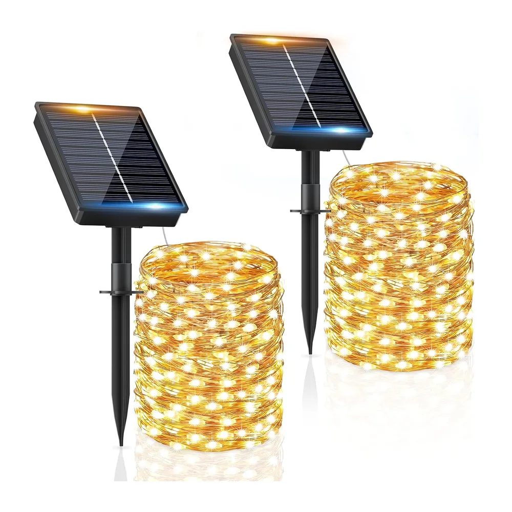 FIFlying Guirlande Solaire Exterieur 2 x 16M 160LEDs Blanc Chaud Étanche