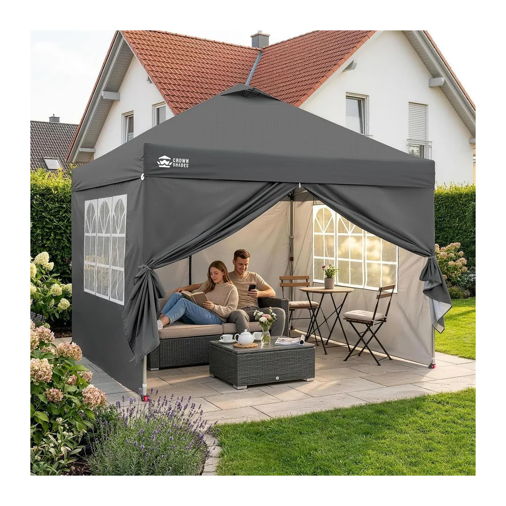 CROWN SHADES Tonnelle Pliante 3x3 Imperméable Barnum Exterieur, Gris