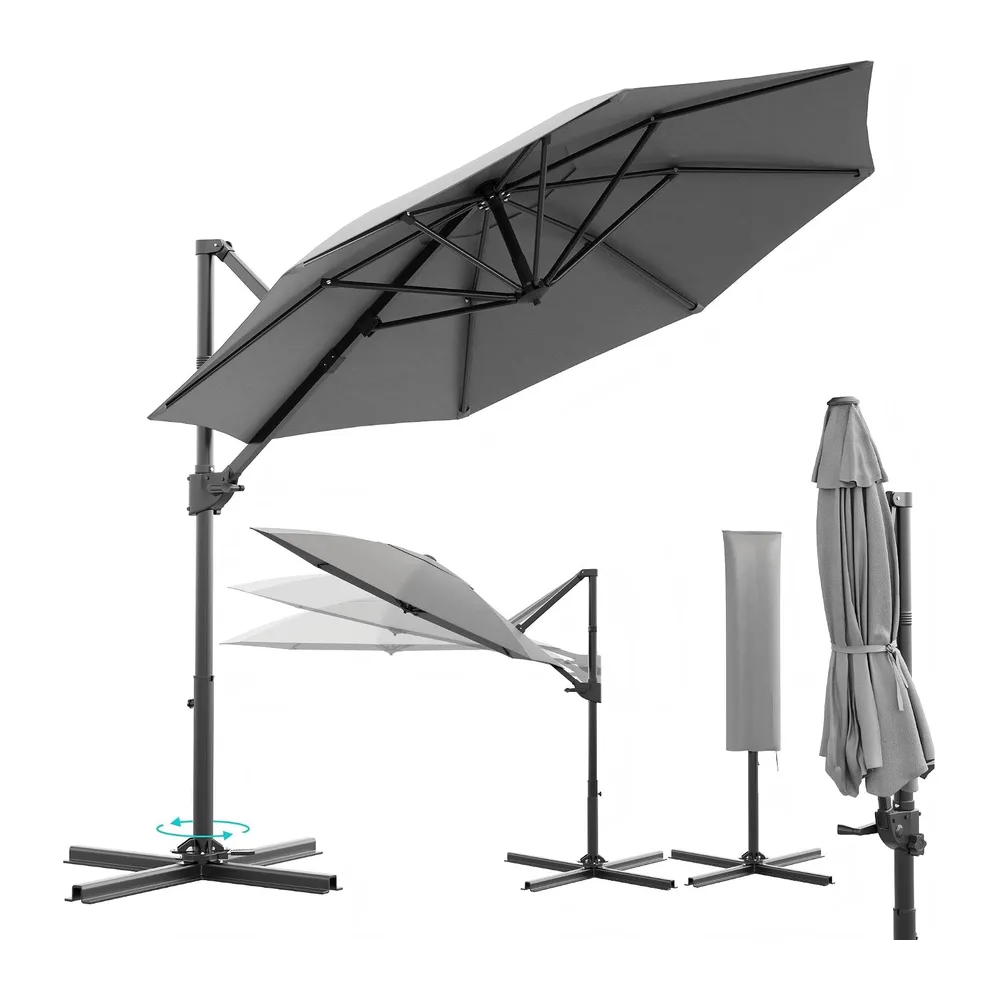 Devoko Parasol Déporté Carré, Canopée Monocouche Parasol de Jardin Extérieur en Aluminium