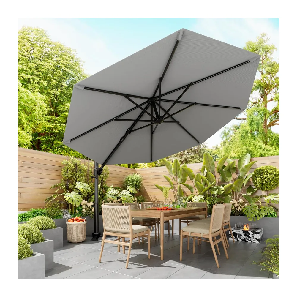 Devoko Parasol Déporté Carré, Canopée Monocouche Parasol de Jardin Extérieur en Aluminium