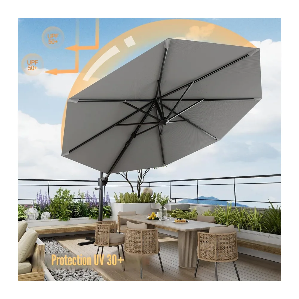 Devoko Parasol Déporté Carré, Canopée Monocouche Parasol de Jardin Extérieur en Aluminium