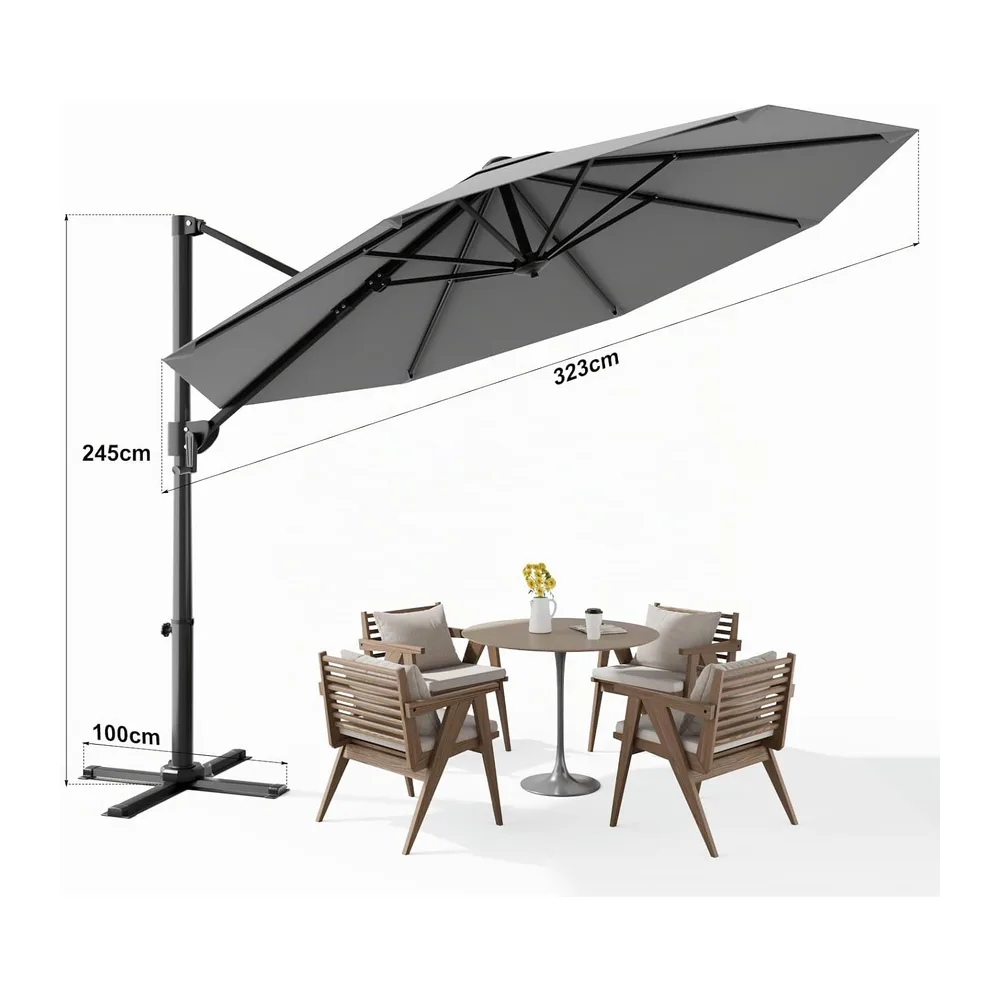 Devoko Parasol Déporté Carré, Canopée Monocouche Parasol de Jardin Extérieur en Aluminium