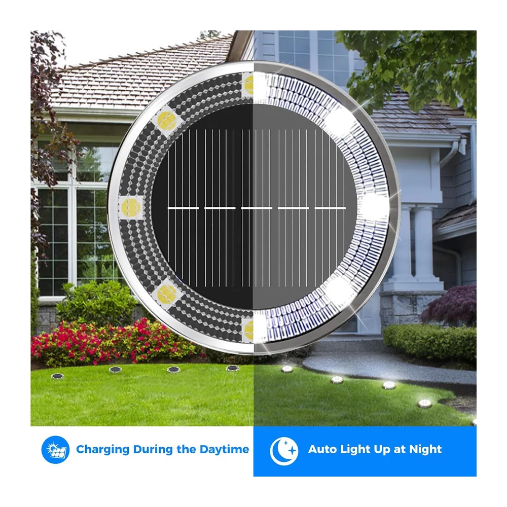 Peasur Lampe Solaire Au Sol Lot de 12, Lumiere Solaire Exterieur Jardin 8 LED, Étanche