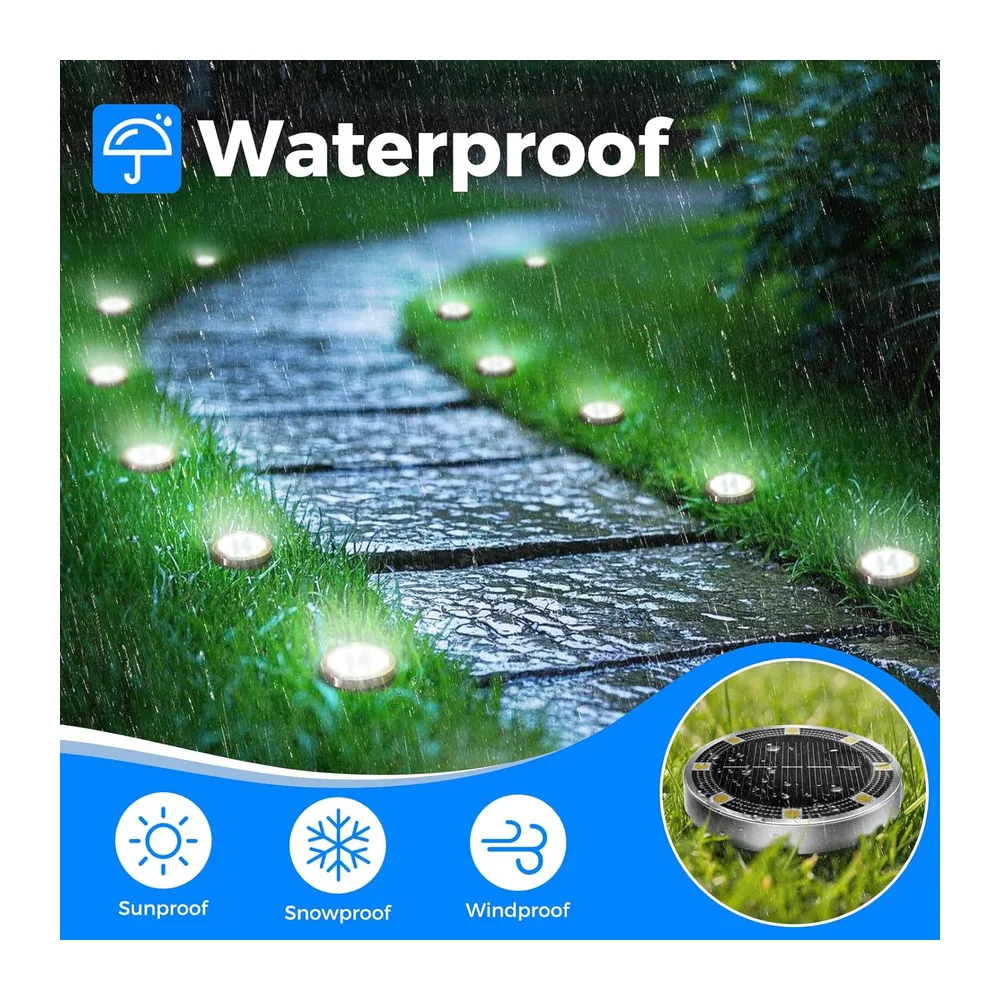 Peasur Lampe Solaire Au Sol Lot de 12, Lumiere Solaire Exterieur Jardin 8 LED, Étanche
