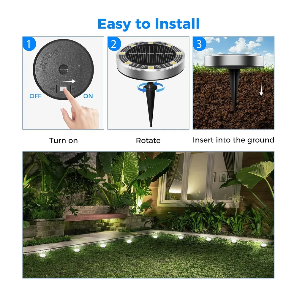 Peasur Lampe Solaire Au Sol Lot de 12, Lumiere Solaire Exterieur Jardin 8 LED, Étanche