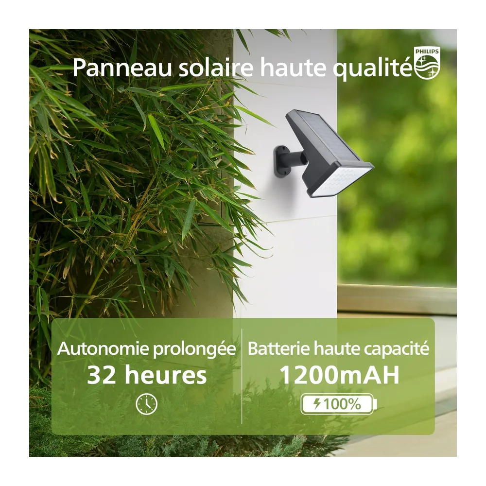 Philips Lot de 4 Projecteurs Spots Lampes Solaires d'Extérieur Étanches, 28 LED 7500K