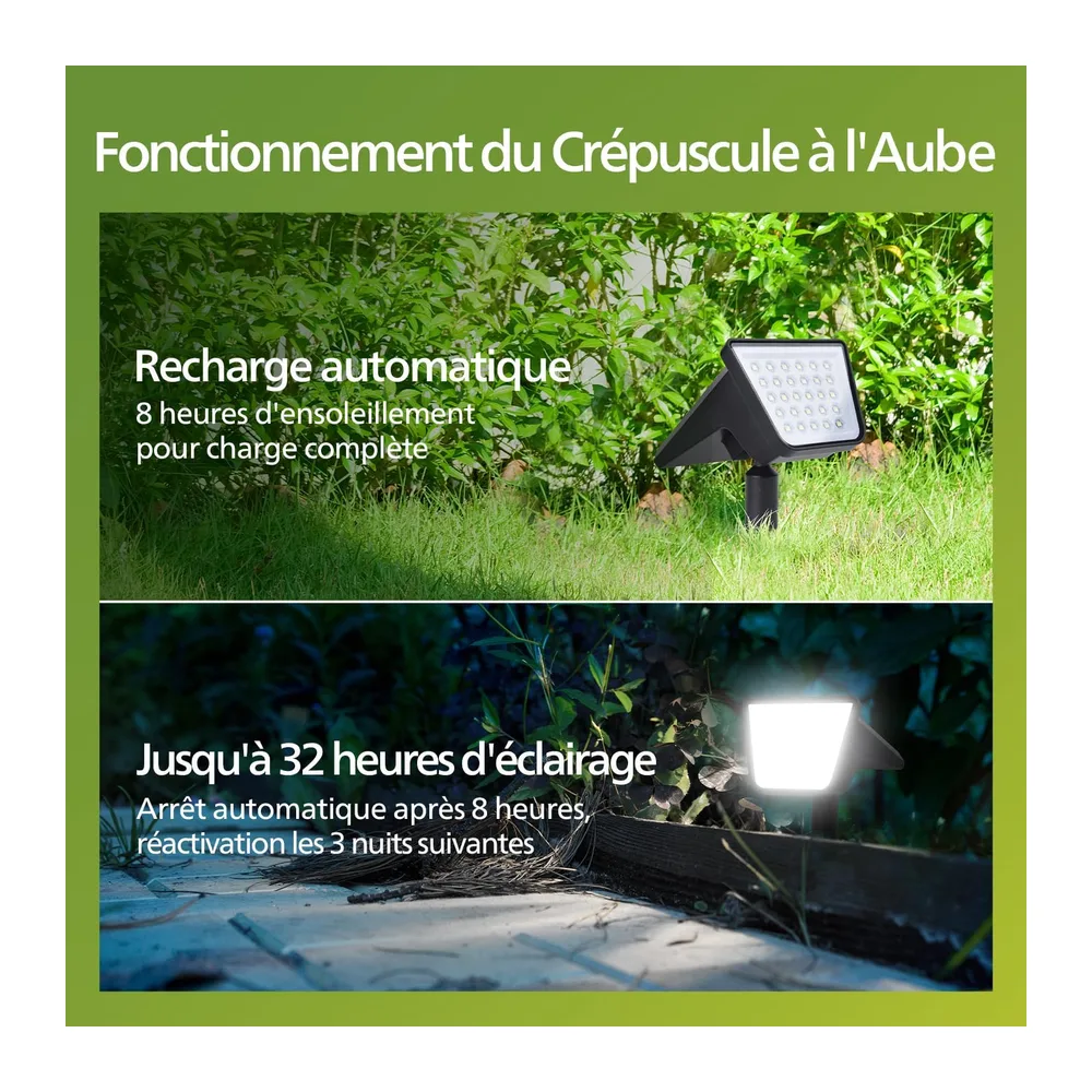 Philips Lot de 4 Projecteurs Spots Lampes Solaires d'Extérieur Étanches, 28 LED 7500K