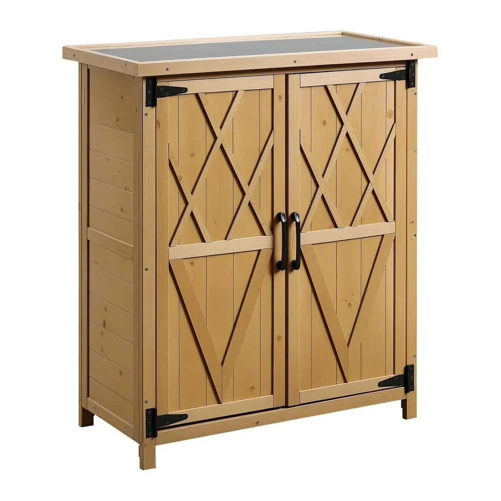 Outsunny Armoire de Jardin pour Outils 2 Portes 75L x 40l x 90H cm Jaune