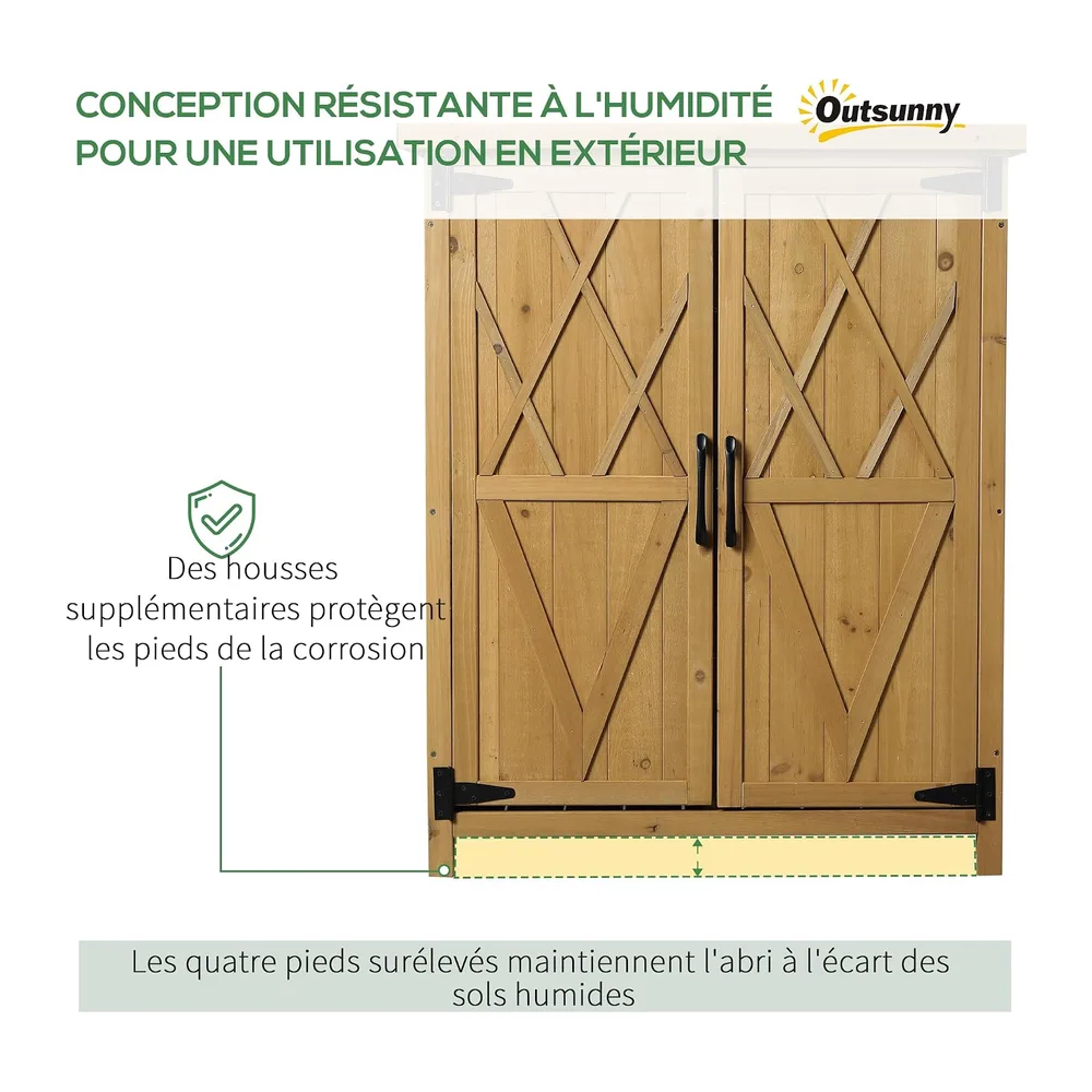 Outsunny Armoire de Jardin pour Outils 2 Portes 75L x 40l x 90H cm Jaune