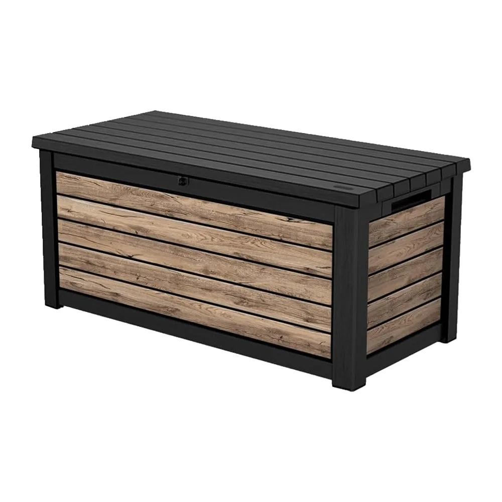 Keter Coffre de rangement jardin 630L - Collection Signature - Aspect bois Douglas