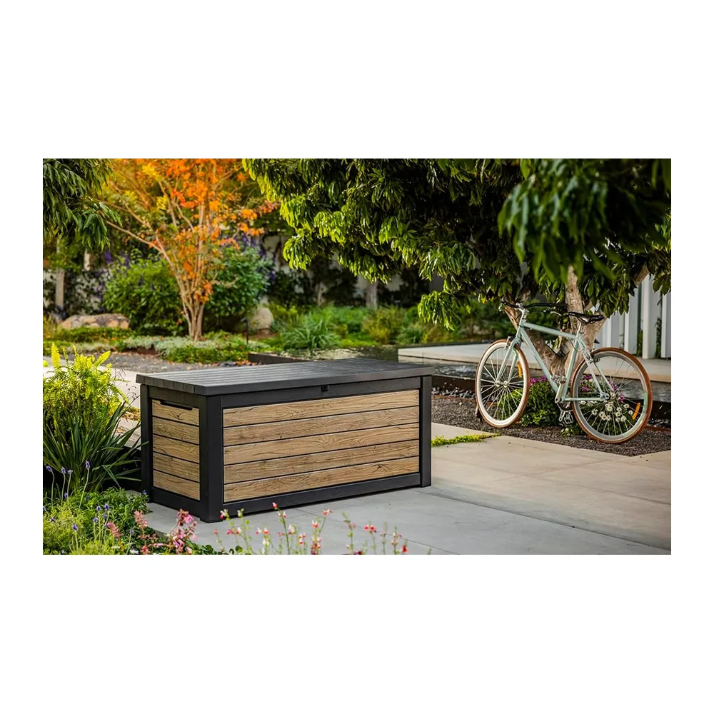 Keter Coffre de rangement jardin 630L - Collection Signature - Aspect bois Douglas