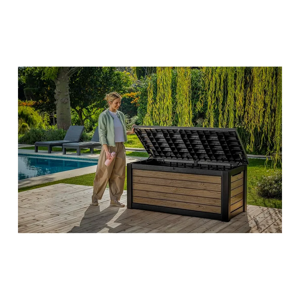 Keter Coffre de rangement jardin 630L - Collection Signature - Aspect bois Douglas