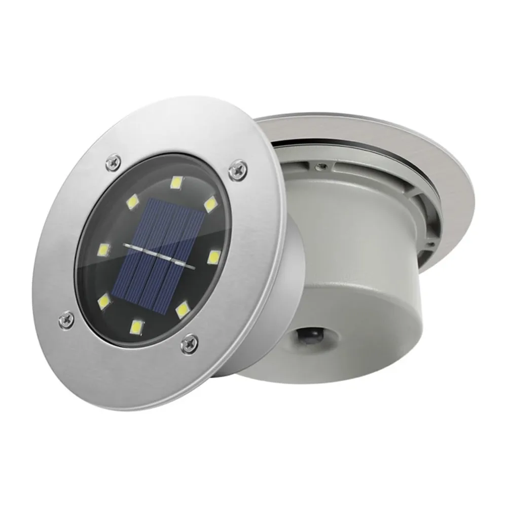 POPETPOP Spot Solaire Encastrable Étanche en Aluminium 8 Leds pour Éclairage de Sol à