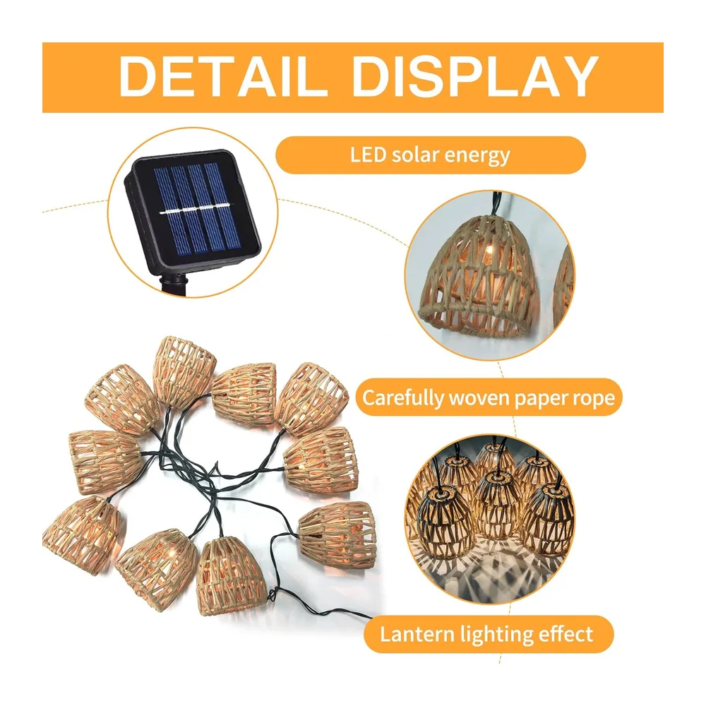 Guirlande Solaire Exterieur,Guirlande Lumineuse Exterieure Solaire 3.6m,Led Guirlandes