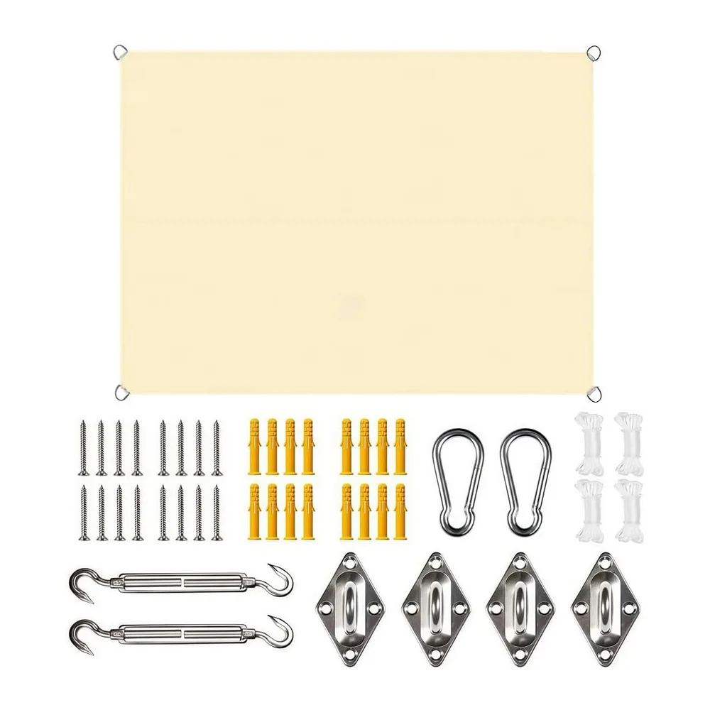 Voile d'ombrage rectangulaire avec œillets, 3 x 4 m, avec Fixation, pour Balcon
