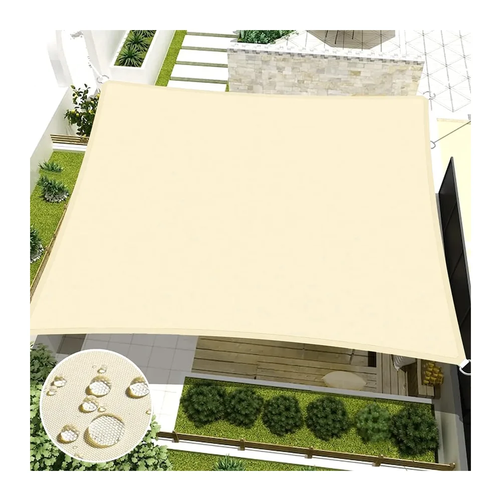 Voile d'ombrage rectangulaire avec œillets, 3 x 4 m, avec Fixation, pour Balcon