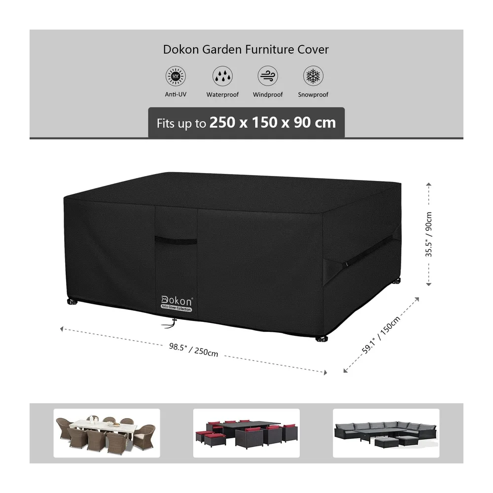 Dokon Housse Table de Jardin, Bâche Salon & Mobilier Exterieur Imperméable
