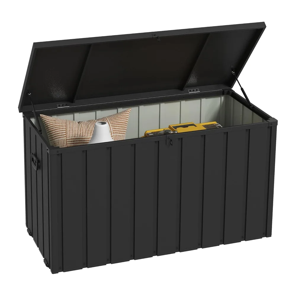 Outsunny Coffre de Rangement 450L Métal 125,5x61,5x70cm Gris Foncé