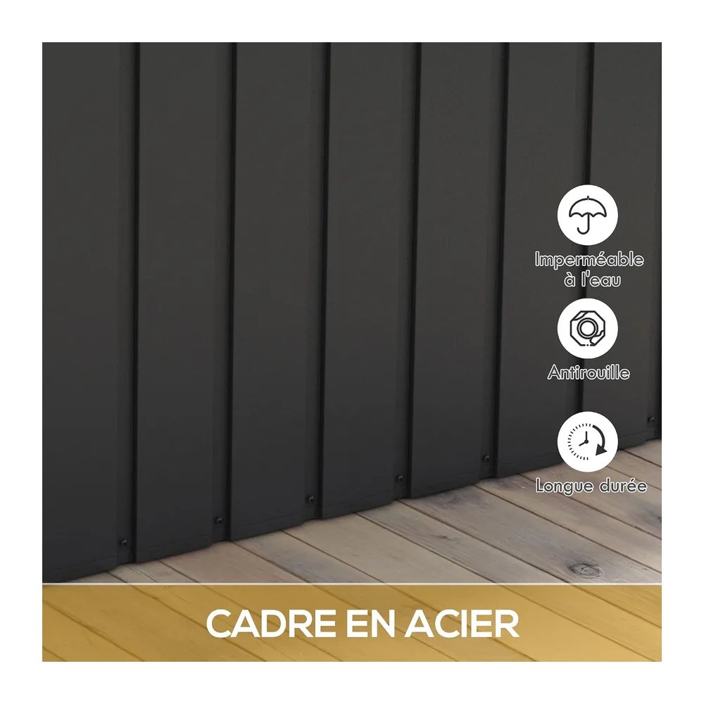 Outsunny Coffre de Rangement 450L Métal 125,5x61,5x70cm Gris Foncé