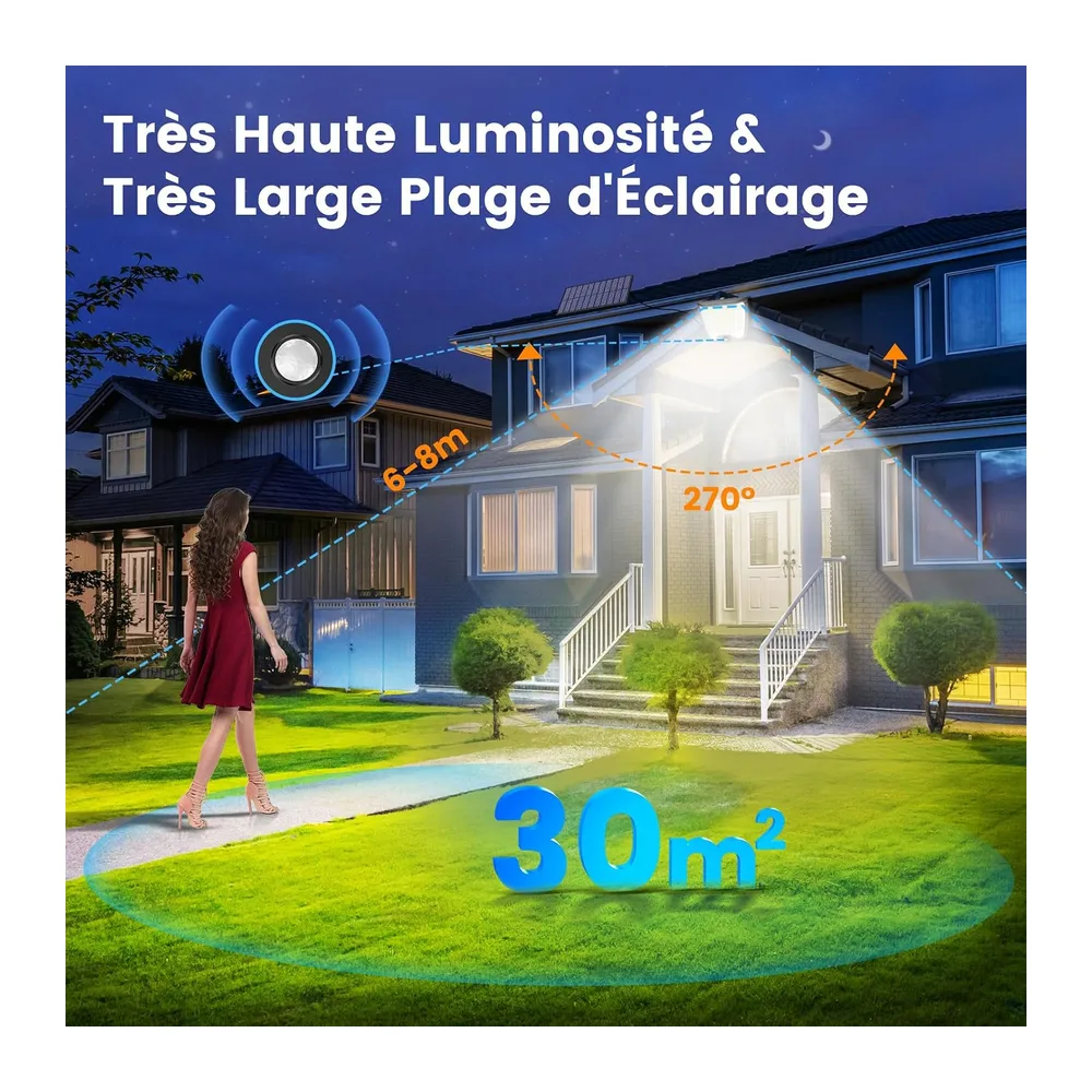 Lampe Solaire Exterieur Mouvement Detecteur - 288 LED Eclairage Puissant