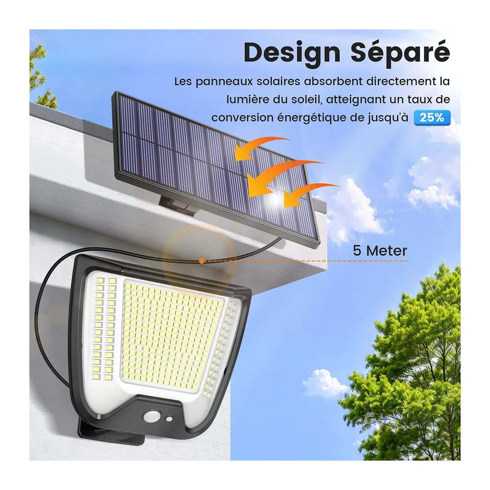 Lampe Solaire Exterieur Mouvement Detecteur - 288 LED Eclairage Puissant