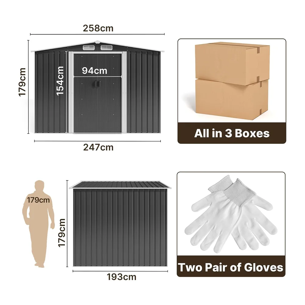 Xbro Abri à outils en métal 5 m², abri de jardin d'extérieur avec toit incliné et porte