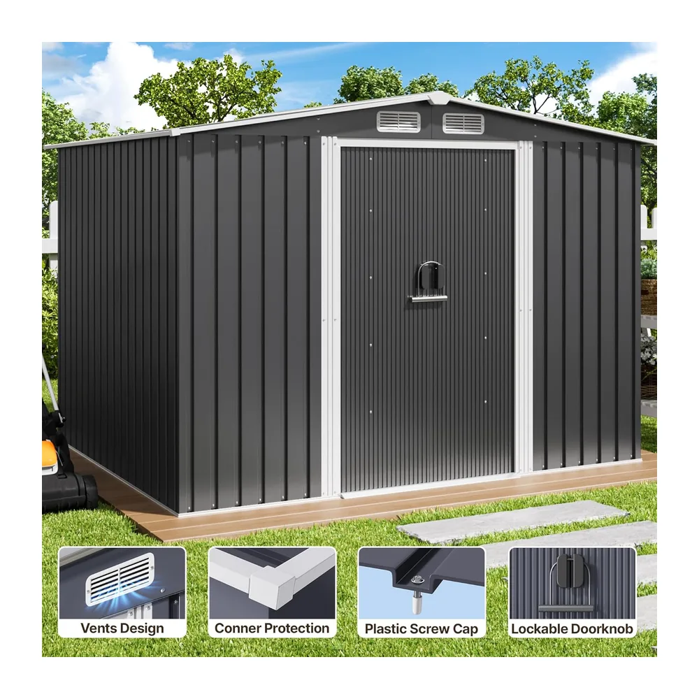 Xbro Abri à outils en métal 5 m², abri de jardin d'extérieur avec toit incliné et porte
