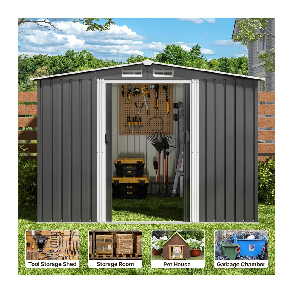 Xbro Abri à outils en métal 5 m², abri de jardin d'extérieur avec toit incliné et porte
