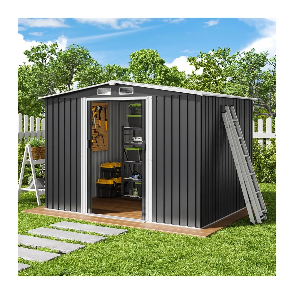Xbro Abri à outils en métal 5 m², abri de jardin d'extérieur avec toit incliné et porte