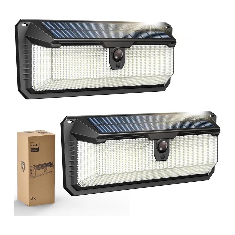 Philips Lampe Solaire Extérieur avec Détecteur, 258 LEDs Sécurité, 3 Modes, Étanche pour