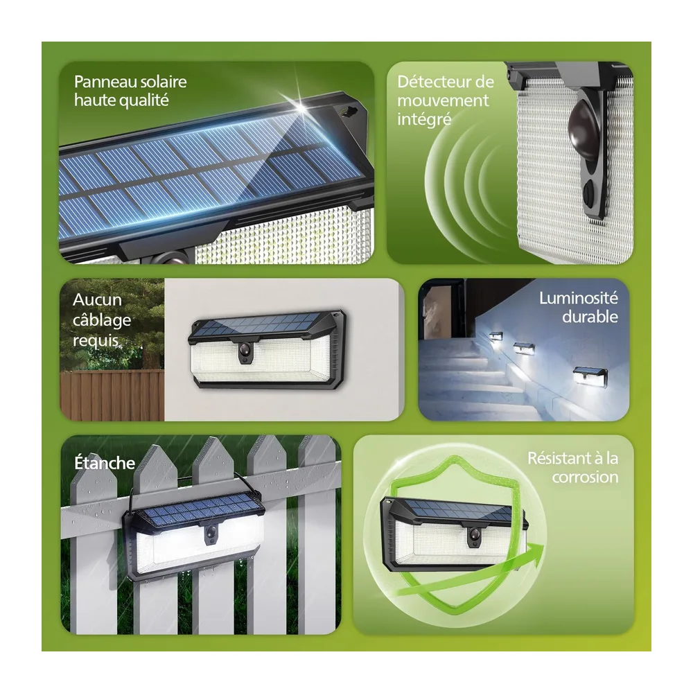 Philips Lampe Solaire Extérieur avec Détecteur, 258 LEDs Sécurité, 3 Modes, Étanche pour