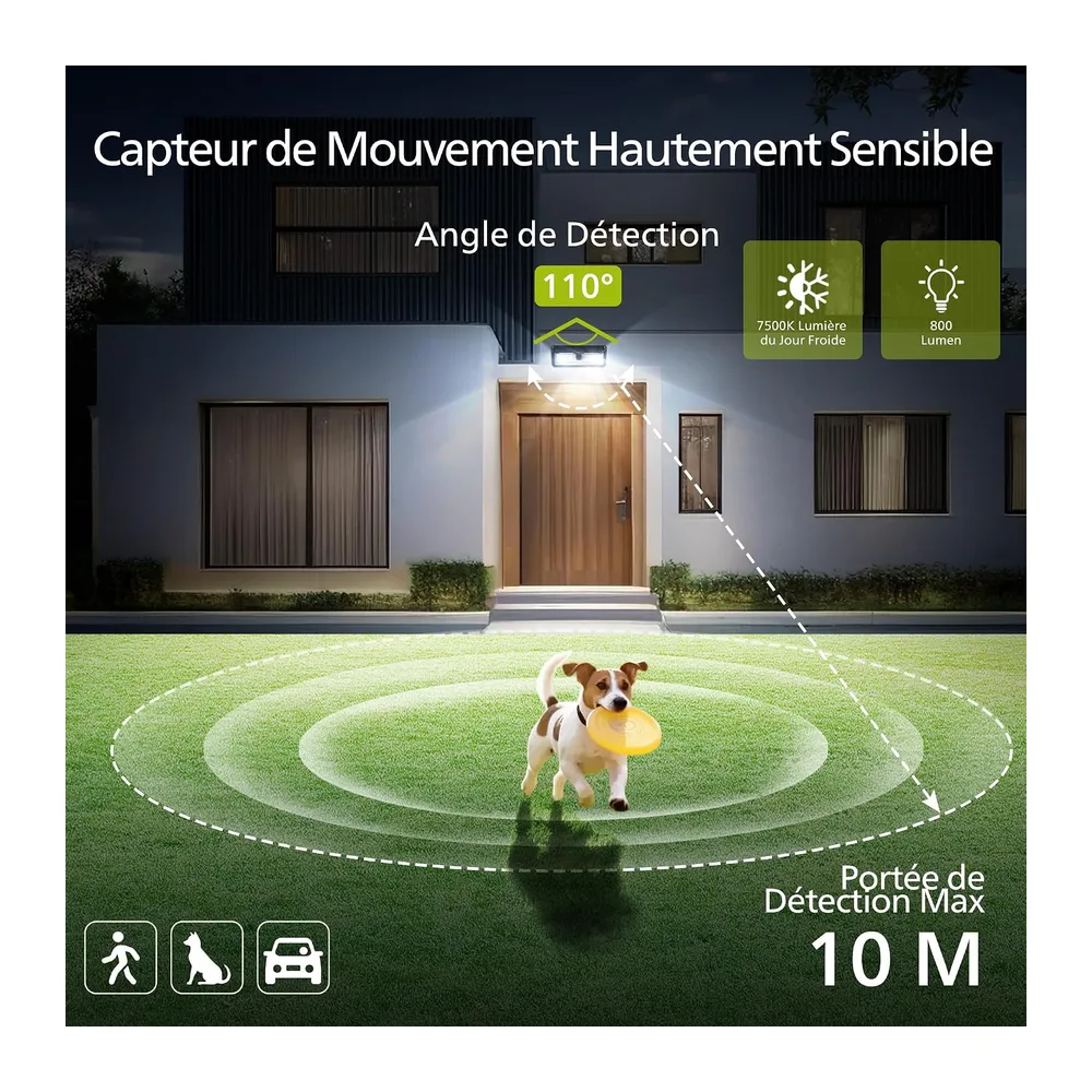 Philips Lampe Solaire Extérieur avec Détecteur, 258 LEDs Sécurité, 3 Modes, Étanche pour