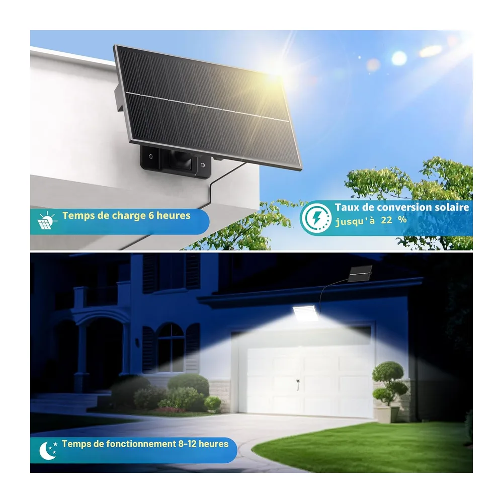 Lampe Solaire Extérieur avec Détecteur de Mouvement, Lumière Solaire Extérieur avec 4
