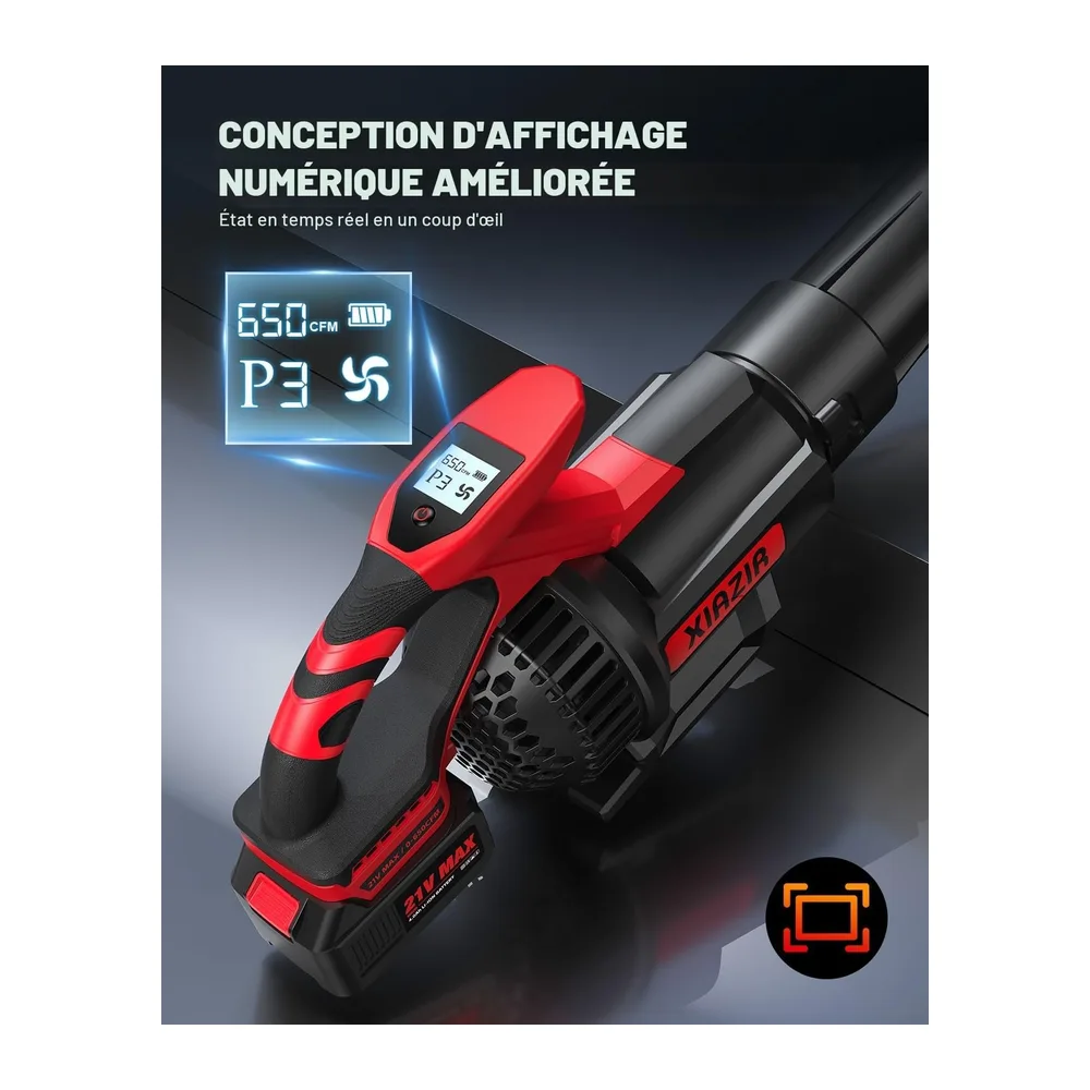 XIAZIR Souffleur de Feuilles sans Fil avec 2×4,0Ah Batterie et Chargeur, Moteur 21V 28